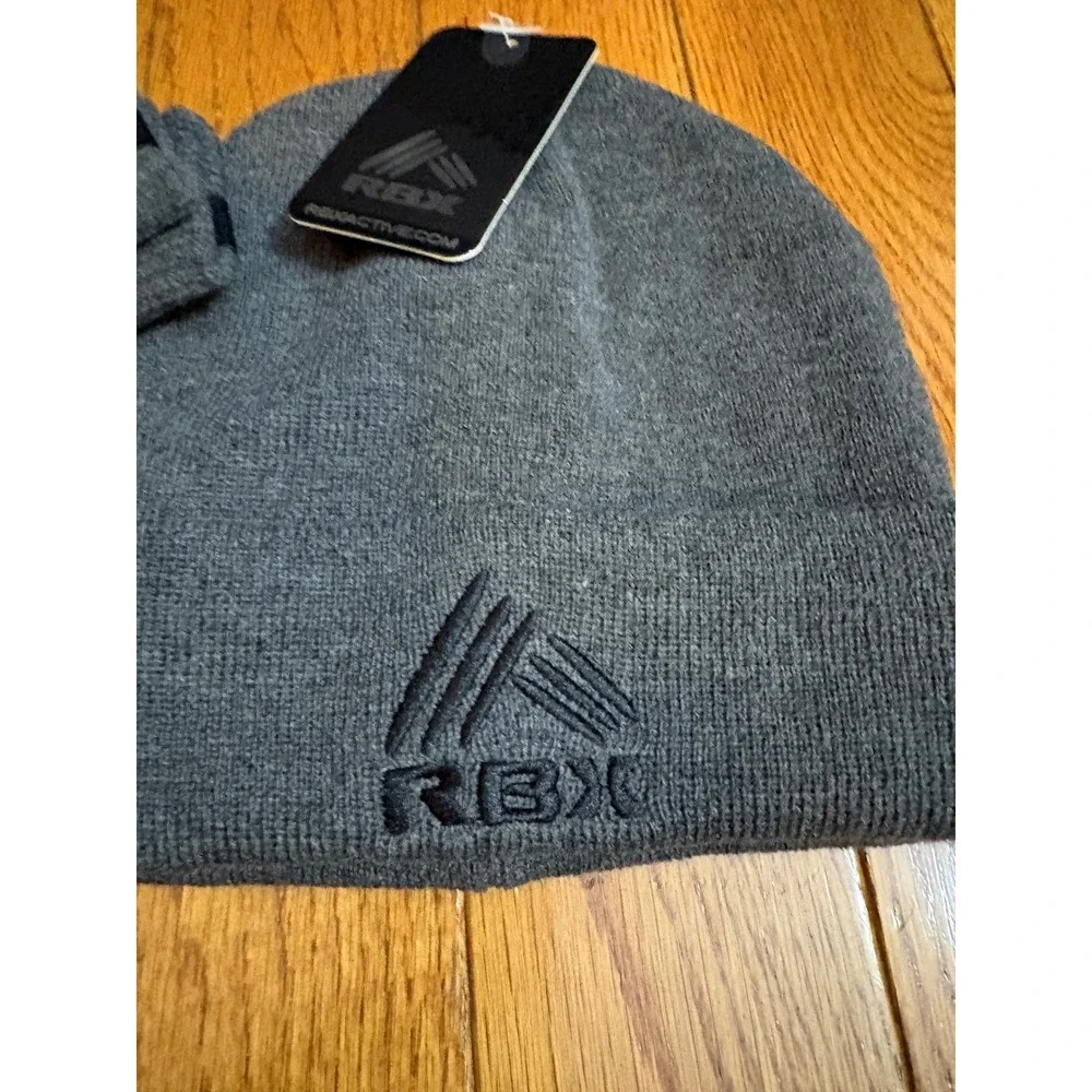 RBX Boys Girls Gray Knit Beanie and Gloves Set Fleece‎ Lined Winter Hat Charcoal